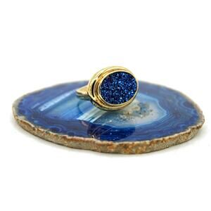 Sterling Silver Turkey Blue Druzy Quartz Ring